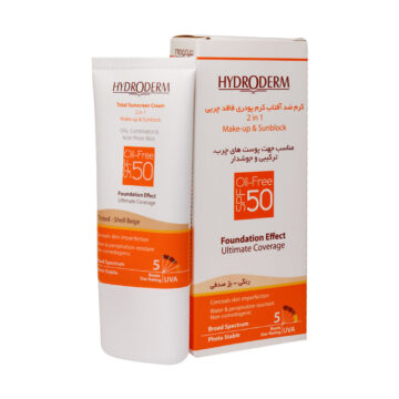 کرم ضد آفتاب کرم پودری فاقد چربی SPF50 هیدرودرم 40 گرم