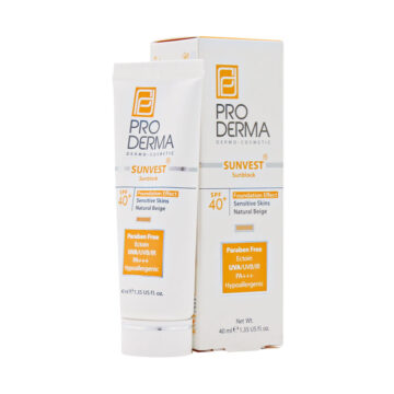 کرم ضد آفتاب مینرال رنگی بژ طبیعی پرودرما ⁺SPF40 مناسب پوست های حساس ۴۰ میلی لیتر