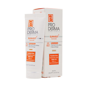 کرم ضد آفتاب و مرطوب کننده پرودرما SPF60 مناسب پوست های معمولی و خشک ۴۰ میلی لیتر بژ طبیعی