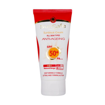 کرم ضد آفتاب و ضد چروک سان سیف بژ طبیعیSPF50 حجم ۵۰ میلی لیتر