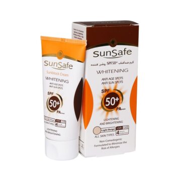 کرم ضد آفتاب SPF50 روشن کننده سان سیف مناسب انواع پوست رنگی بژ روشن