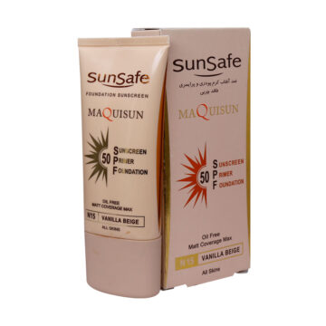 کرم ضد آفتاب کرم پودری و پرایمری بژ وانیلی SPF50 سان سیف 40 میلی لیتر