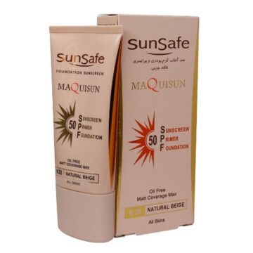 کرم ضد آفتاب کرم پودری و پرایمری بژ طبیعی SPF50 سان سیف 40 میلی لیتر