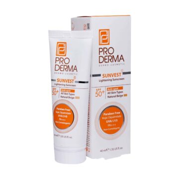 کرم ضد آفتاب و روشن کننده لک های پوست +SPF50 پرودرما 40 میلی لیتر بژ طبیعی