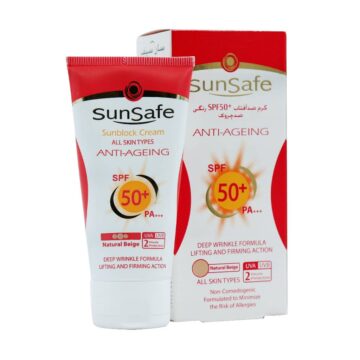 کرم ضد آفتاب و ضد چروک سان سیف SPF50 حجم ۵۰ میلی لیتر بژ طبیعی