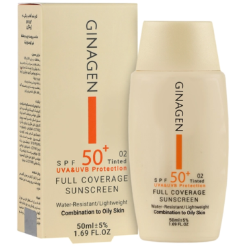 کرم ضد آفتاب رنگی پوست چرب SPF50 (02) ژیناژن