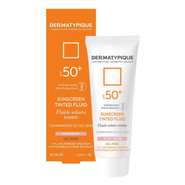 ضد آفتاب فلوئید درماتیپیک مناسب پوست چرب رنگ رز بژ +SPF50 حجم 50 میل